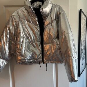 Divided Shiny Silver Women's Puffer Jacket